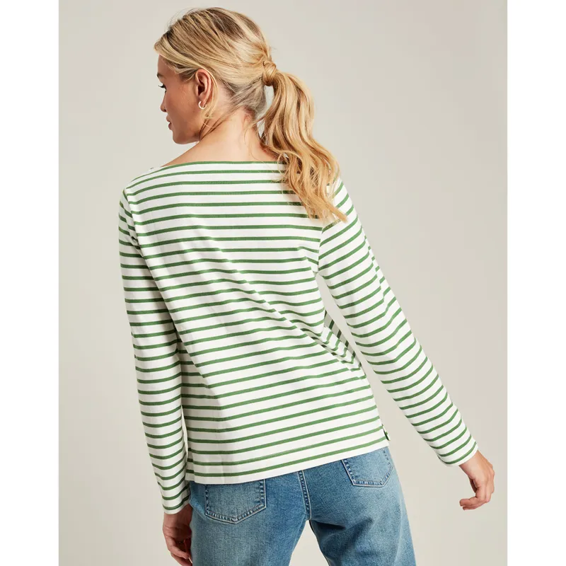 Joules Women's Brancaster Long Sleeve Top - Green Stripe-3